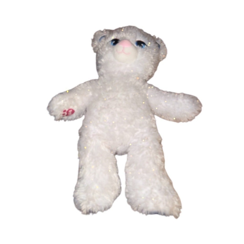 Build-A-Bear Disney Frozen White Sparkle Teddy Bear Plush 16in Blue Paws Elsa